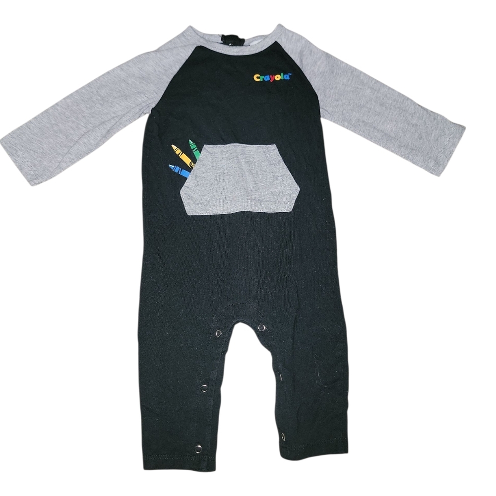 Crayola Black and Gray Romper with Crayon Design